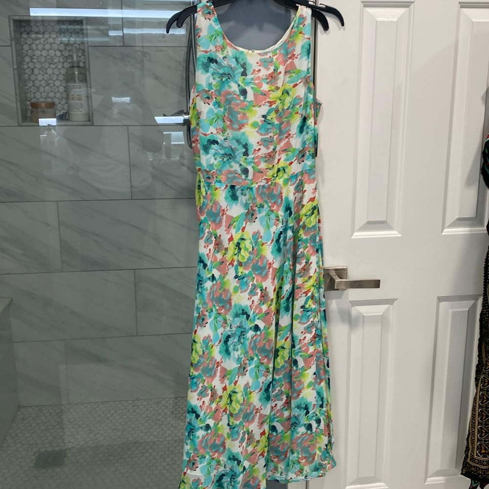 NWT Kasper Womens Swing Dress w Belt Floral Size 12, Back Zipper,Lined